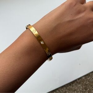 Gold Plated Stainless Steel Clover Cubic Zirconia Love bracelet